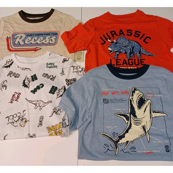 365 Kids Other - 365 Kids Garanimals Boys Recess Shark Dino T-shirt Size 8 Lot Of 4 Shirts
